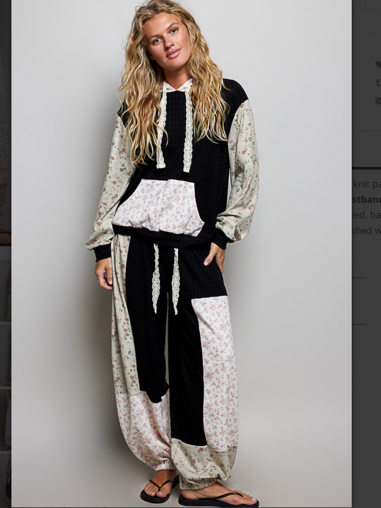 Pol “ Autumn “ Pol Ribbed Patchwork 2 Piece Set Pants & Top 65